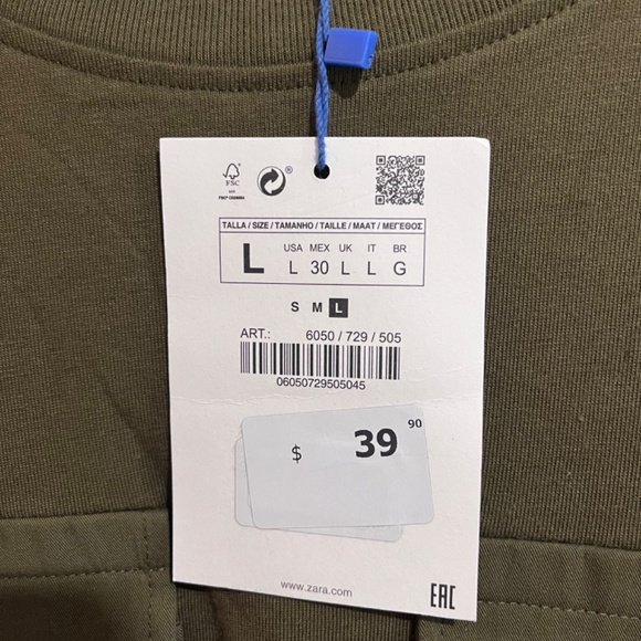 Zara army green tshirt dress with gold detail - Picture 3 of 5